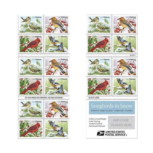 2016 Songbirds in Snow Forever First Class Postage Stamps